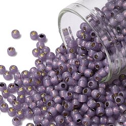(PF2108) PermaFinish Lavender Opal Silver Lined TOHO Round Seed Beads, Japanese Seed Beads, (PF2108) PermaFinish Lavender Opal Silver Lined, 8/0, 3mm, Hole: 1mm, about 222pcs/bottle, 10g/bottle