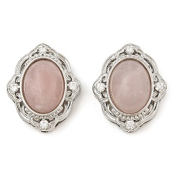 Розовый Кварц Многожильные звенья из розового кварца, цветок, с латунными микро проложить кубических выводы циркония, стойки покрытие, без свинца и без кадмия, 21x17.5x9.5 мм, отверстие : 1.8 мм