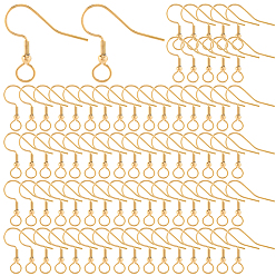 Золотой 100 шт. 304 крючки для серег из нержавеющей стали, французские крючки с катушкой и шариком, золотые, 21 датчик, 22x23x3 мм, отверстие : 4 мм, штифты : 0.7 мм
