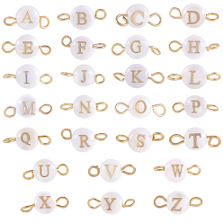 Морская Ракушка 2 пакетики с бусинами из натуральных пресноводных ракушек, соединительные подвески, с золотым оттенком 304 двойные петли из нержавеющей стали, плоские круглые с письмом ~ г, цвет морской раковины, 12x5.5x3.5 мм, отверстие : 2~2.5 мм, 26 шт / пакет