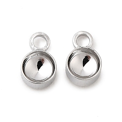 Платина Плоские круглые подвески со стразами из латуни, без никеля , платина, пригодный для стразов 3.5 мм, 6x3.5x2 мм, отверстие : 1.2 мм