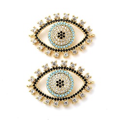 Золотой Латунные микро проложить кубических ссылки циркония, глаз, глубокое синее небо, золотые, 19x30x2.5 мм, отверстие : 1 мм