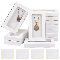 Белый 36 шт. прямоугольных почтовых коробок из крафт-бумаги с видимым окном, с 4 листами самоклеящиеся этикетки наклейки, белые, коробка: 13.6x8x1.8 см