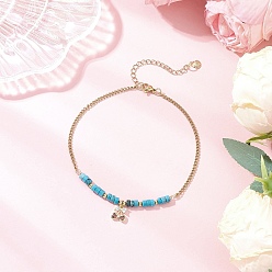 Магнезит 304 ножные браслеты звено цепи нержавеющие, с натуральным магнезитом для женщин, 9-1/4 дюйм (235 мм)