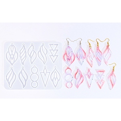 Белый Силиконовые формы, формы для литья подвесок, для уф-смолы, изготовление изделий из эпоксидной смолы, белые, 119x144x4.5 мм, отверстие : 2 мм