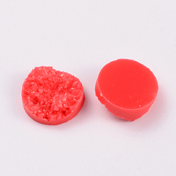 Crimson Druzy Resin Cabochons, Flat Round, Crimson, 12x5mm