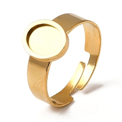 Настоящее золото 18K 304 регулируемые кольцевые компоненты из нержавеющей стали, настройки овальных колец, ионное покрытие (ip), реальный 18 k позолоченный, лоток : 10x8 мм, 12x10 мм, внутренний диаметр: 18 мм