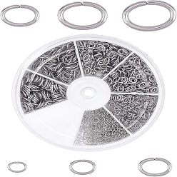 Нержавеющая Сталь Цвет 304 из нержавеющей стали открыты кольца прыжок, овальные, цвет нержавеющей стали, 18~26 датчик, 3~8x2~6x0.4~1 мм, внутренний диаметр: 1~4x2~6.5 мм, 1100 шт / коробка