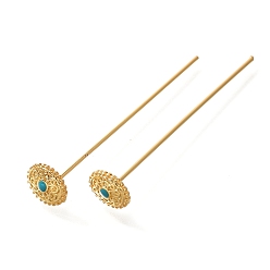 Настоящее золото 18K Аксессуары из латуни, эмалевые булавки, плоско-круглые, реальный 18 k позолоченный, 10x8x56 мм