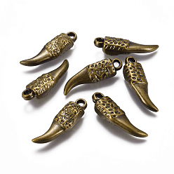 Antique Bronze CCB Plastic Pendants, Tusk Shaped, Antique Bronze, 33x10x7mm, Hole: 2.5mm