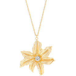 Light Gold Сплав кристалл горный хрусталь 3d цветок кулон ожерелья для женщин, золотой свет, 20.87 дюйм (53 см)