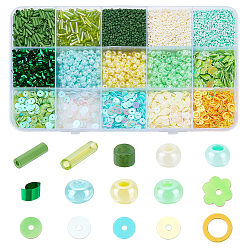(52) Непрозрачная лаванда Наборы для самостоятельного изготовления украшений в зеленом стиле, включая пластиковую бусину-пайетку, бисер, разноцветные, 5x1.4 мм, отверстие : 1 мм