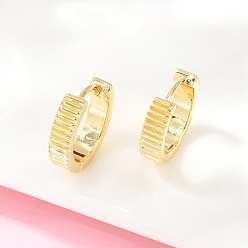 Настоящее золото 18K Латунные серьги обруча, полоса, реальный 18 k позолоченный, 14.5x15x4 мм