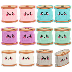 (52) Непрозрачная лаванда 12 шт 6 цвета катушки пищевые экологически чистые силиконовые фокусные бусины, разноцветные, 28.5x26x9.5 мм, отверстие : 2 мм, 2 шт / цвет