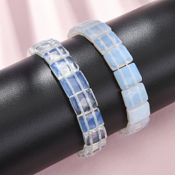 Опал Браслеты из граненых бусин опалита на эластичной основе для женщин, прямоугольные, бусины : 13x11x5~5.5 мм, внутренний диаметр: 2.32 дюйм (5.9 см)