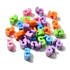 Number Непрозрачные акриловые бусины с УФ-покрытием, радужный, число, 5, 22.5x13x14 мм, отверстие : 6 мм