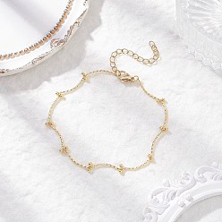 Золотой Латунные изогнутые звенья цепи с круглыми шармами-браслетами, золотые, 7-1/2 дюйм (19 см)