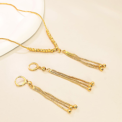 Золотой Комплекты из винтажных латунных серег и ожерелий с кисточками для женщин, золотые, ожерелья: 18.11 дюйм (46 см)