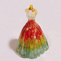 Смешанные камни Украшения для выставки товаров из смолы, с кристаллами натурального кварца, статуэтка блестящего свадебного платья, украшение для дома по фэн-шуй, 56x83 мм