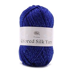 Синий Акриловое волокно металлизированная пряжа, для ткачества, вязание крючком, синие, 1 мм, около 131.23 ярдов (120 м) / моток