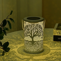 Дерево Солнечные фонари уличные подвесные фонари, полый железный фонарь для наружного декора, Водонепроницаемый светодиодный декоративный садовый светильник для патио и двора, дерево, 120x120x215 мм