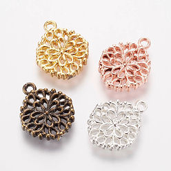 (52) Непрозрачная лаванда Сплавочные подвески тибетского стиля, цветок, разноцветные, 15.5x12.5x2 мм, отверстие : 1 мм