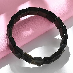 Gemstone Квадратные натуральные серебряные обисиановые бусины эластичные браслеты для женщин и мужчин, внутренний диаметр: 2-1/4~2-3/8 дюйм (5.55~5.95 см)
