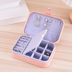 Pink Коробки из искусственной кожи с текстурой ромба, органайзер для ювелирных изделий, для ожерелья, Кольца, серьги и подвески, прямоугольные, розовые, 16.5x11.5x5.5 см