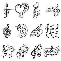 Musical Note 4 Набор термотрансферных наклеек для пакетов, для футболки своими руками, музыкальная нота, 86x85~108x0.2 мм, около 12 шт / упаковка