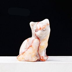 Камень Сетки Украшения для скульптур из натурального нетстоуна, для домашнего офисного стола, кошка, 23x30 мм