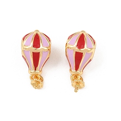 Настоящее золото 18K Латунные эмалевые подвески, воздушный шар, реальный 18 k позолоченный, 19.5x10x8 мм, отверстие : 4 мм, штифты : 1 мм