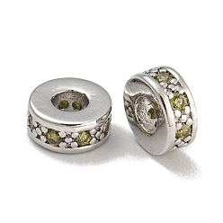 Темно-Золотистый Стойки обшивки латунь микро проложить кубического циркония бусы, без свинца и без кадмия, долговечный, платина, круглые, темные золотарник, 7.5x3 мм, отверстие : 3.5 мм