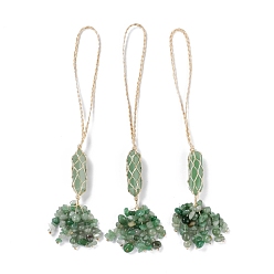 Зеленый Авантюрин Натуральный зеленый авантюрин рейки исцеляющий настенный кулон, камни кисточки феншуй орнамент, для украшения дома автомобиля, 230~240 мм