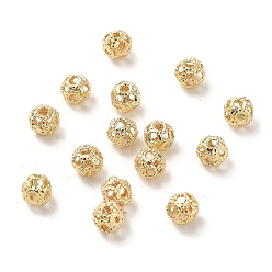 Light Gold Стойки обшивки латунные бусины, долговечный, без свинца и без кадмия, круглые, золотой свет, 4x4 мм, отверстие : 1 мм