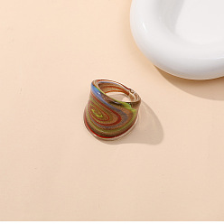Разноцветный Стеклянные кольца для пальцев в стиле дуньхуан, красочный, внутренний диаметр: 18 мм