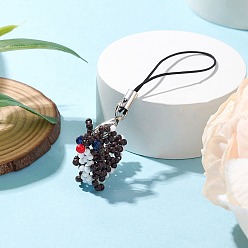 Кокосово-Коричневый Белка стеклянный бисер бисерные подвески мобильные ремни, нейлоновый шнур петля мобильные аксессуары украшения, кокосового коричневый, 82 мм