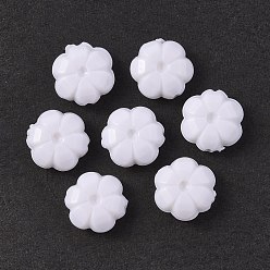 White Opaque Acrylic Beads, Pumpkin, White, 11x5mm, Hole: 1.2mm, about 1400pcs/500g