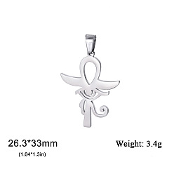 Нержавеющая Сталь Цвет Подвеска из не тускнеющей нержавеющей стали, глаз Гора, цвет нержавеющей стали, 33x26.3 мм