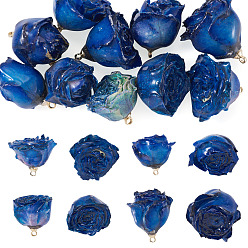 Синий 10шт. подвесок из стабилизированных роз, очарование цветка розы, синие, 25~28x22~25x20~23 мм, отверстие : 1.5 мм