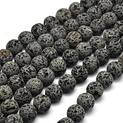 Lava Rock Unwaxed Natural Lava Rock Bead Strands, Round, 14~15mm, Hole: 1.5mm, about 28pcs/strand, 15.5 inch