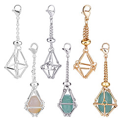 (52) Непрозрачная лаванда 6 шт 3 цвета латунь макраме мешочек пустой держатель камня подвеска украшение, с 304 нержавеющей стали застежки, разноцветные, 55 мм, 2 шт / цвет