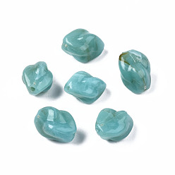 Средний Бирюзовый Акриловые бусины, Стиль имитация драгоценных камней, твист, средне бирюзовый, 13.5x10.5x9.5 мм, отверстие : 1.5 мм, Около 750 шт / 500 г