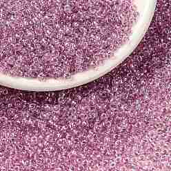 (RR1524) Sparkling Peony Pink Lined Crystal MIYUKI Round Rocailles Beads, Japanese Seed Beads, (RR1524) Sparkling Peony Pink Lined Crystal, 8/0, 3mm, Hole: 1mm, about 422~455pcs/bottle, 10g/bottle