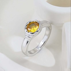 Нержавеющая Сталь Цвет 304 Кольца из нержавеющей стали с одинарным кубическим цирконием, цветок, цвет нержавеющей стали, размер США 7 (17.3 мм)