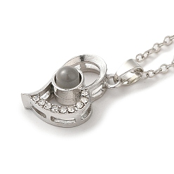 Сердце Я люблю тебя на 100 языках стеклянное проекционное ожерелье, Ожерелье-подвеска из цинкового сплава со стразами на День святого Валентина, сердце, 16.61 дюйм (42.2 см)