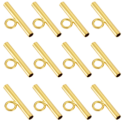 Golden 30Pcs Steel Tube Bead, Brooch to Necklace Converter, Golden, 6x15x2mm, Hole: 2.3mm