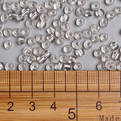 White 6/0 Glass Seed Beads, Silver Lined Round Hole, Round, White, 4mm, Hole: 1.5mm, about 6639 pcs/pound