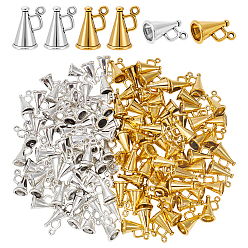 Античный Серебрянный & Античный Золотой 120 шт 2 стили подвески из сплава в тибетском стиле, подвески для чирлидеров с мегафоном, старинное серебро и античный золотой, 12~15.5x9~15 мм, 60 шт / стиль