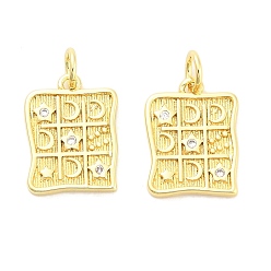 Настоящее золото 18K Латунные микро проложить кубического циркония подвески, прямоугольник с подвесками в виде звезд и луны, долговечный, стойки покрытие, без свинца и без кадмия, ионное покрытие (ip), с целью перехода в кольце, реальный 18 k позолоченный, 15x11.5x1.8 мм