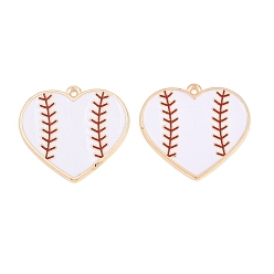 Белый Спортивные сплавы эмалированные подвески, сердце прелести, золотой свет, белые, 21.5x23.5x1.5 мм, отверстие : 1.2 мм